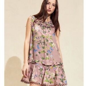 Cynthia Rowley Lilie Floral Mini Dress in Pink and Green